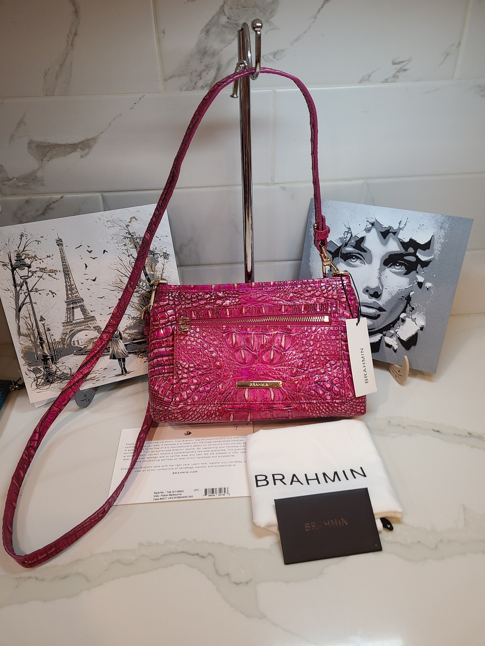 NWT Brahmin Pink Potion Vida Crossbody Bag